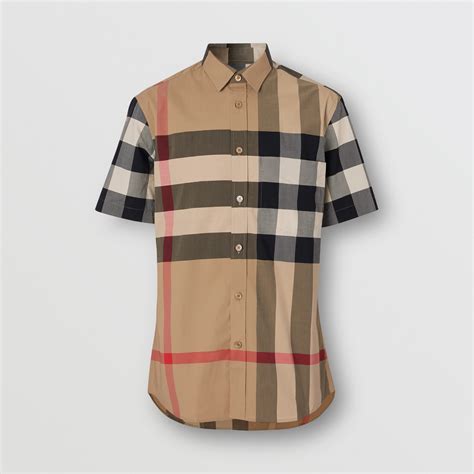 burberry paneled striped cotton-poplin shirt|Check Cotton Shirt in Archive beige .